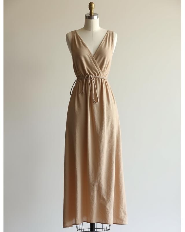 Elegantes Leinenkleid in erdigen Tönen
